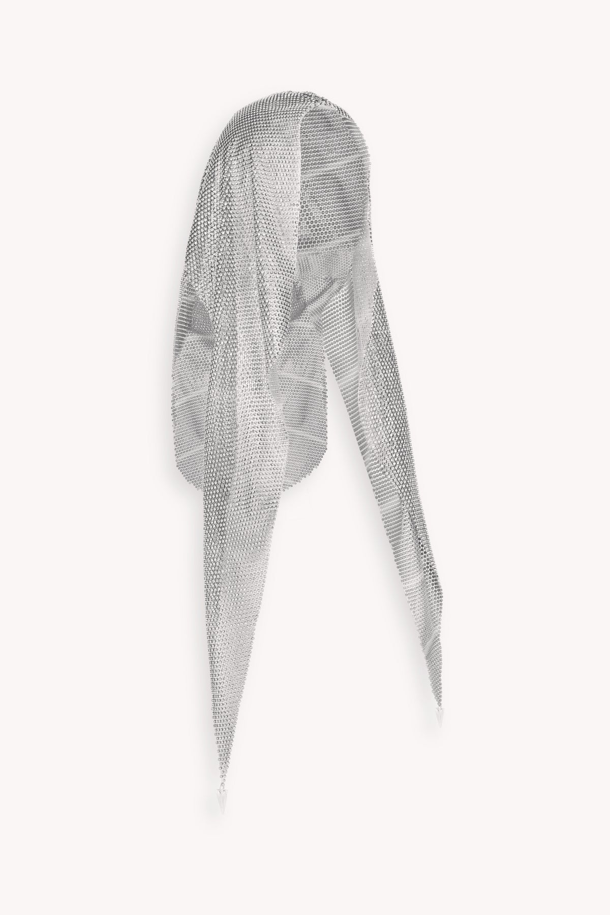 Crystal Embellished Draped Hood in Silver
