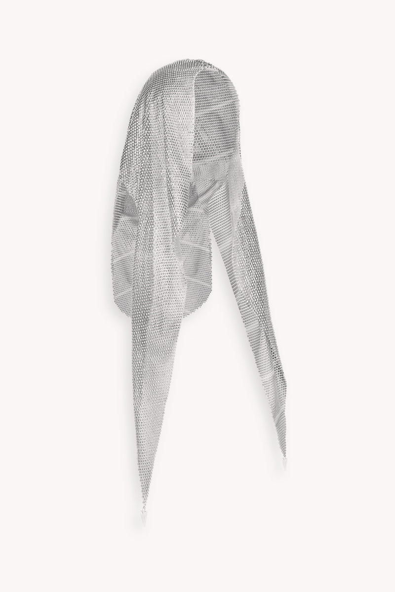 Crystal Embellished Draped Hood in Silver