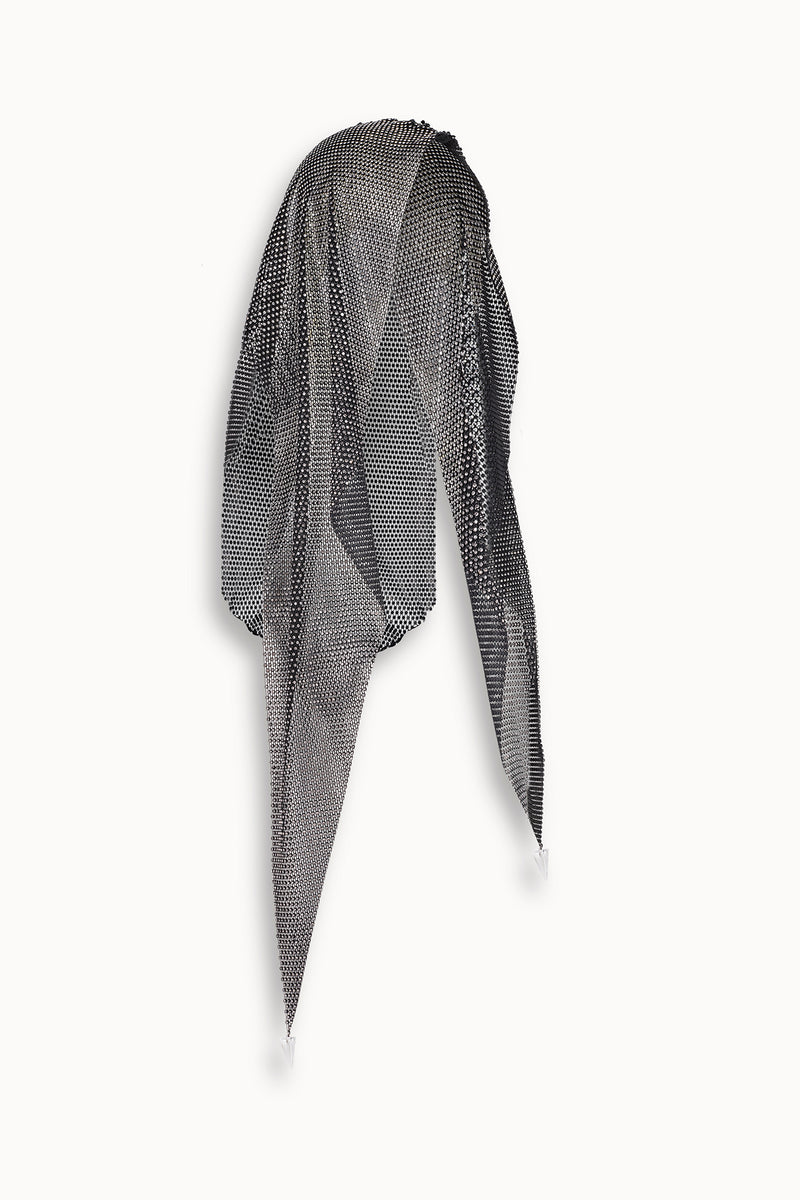 Crystal Embellished Draped Hood in Black