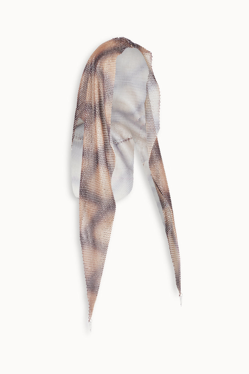 Crystal Embellished Draped Hood in Snakeskin