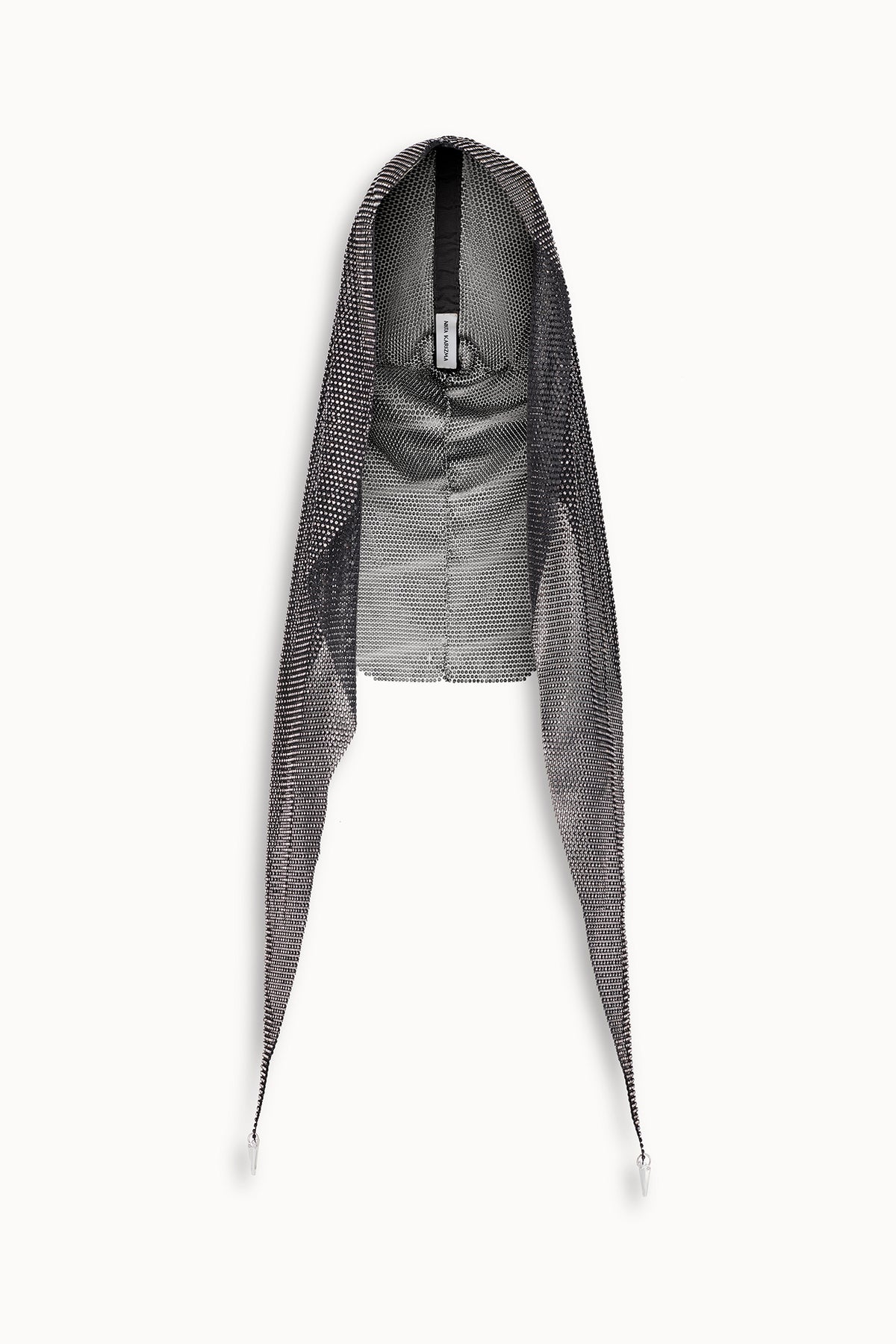 Crystal Embellished Draped Hood in Black