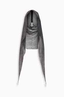 Crystal Embellished Draped Hood in Black