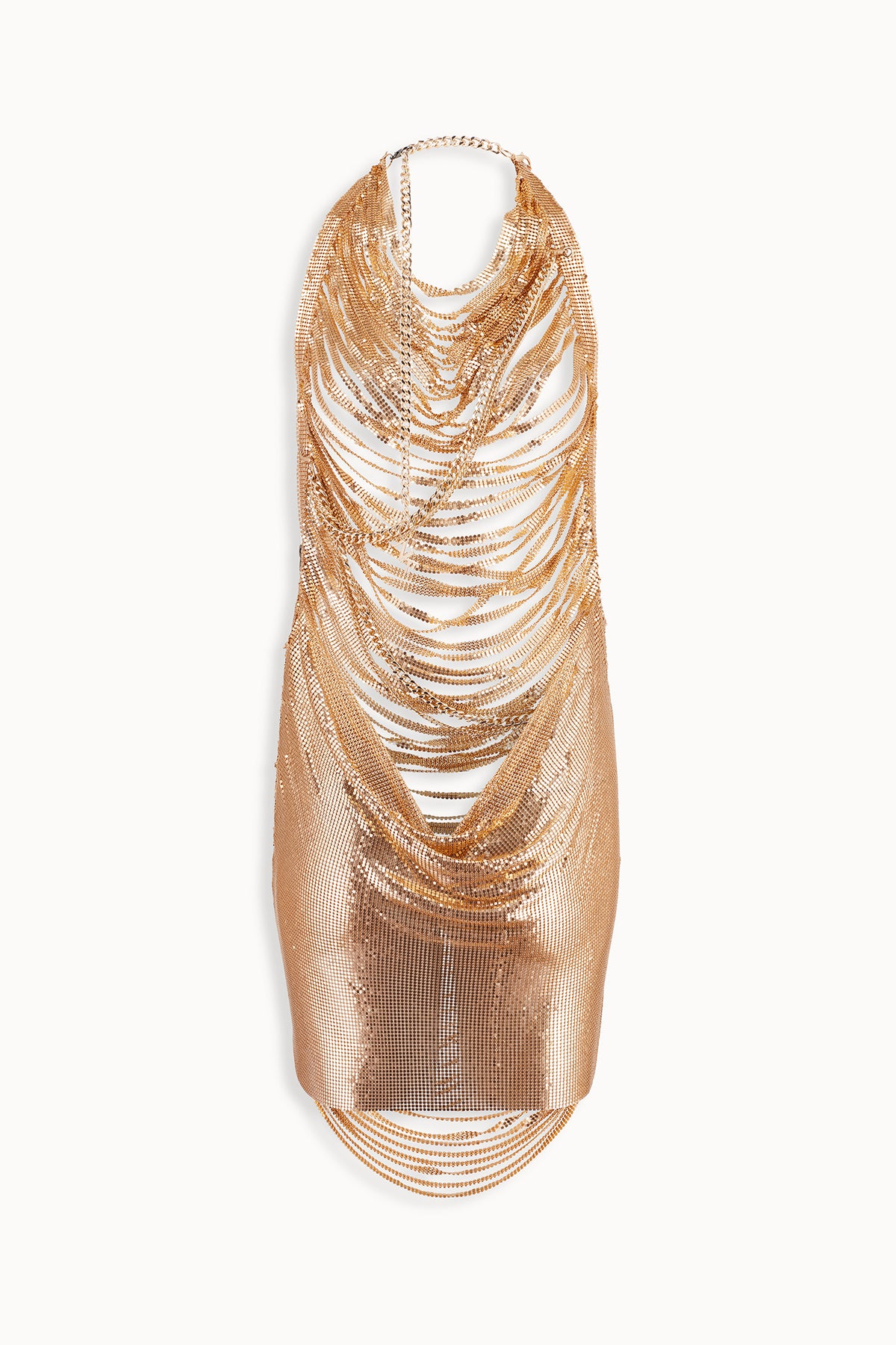 Shredded Chainmail Mini Dress in Gold