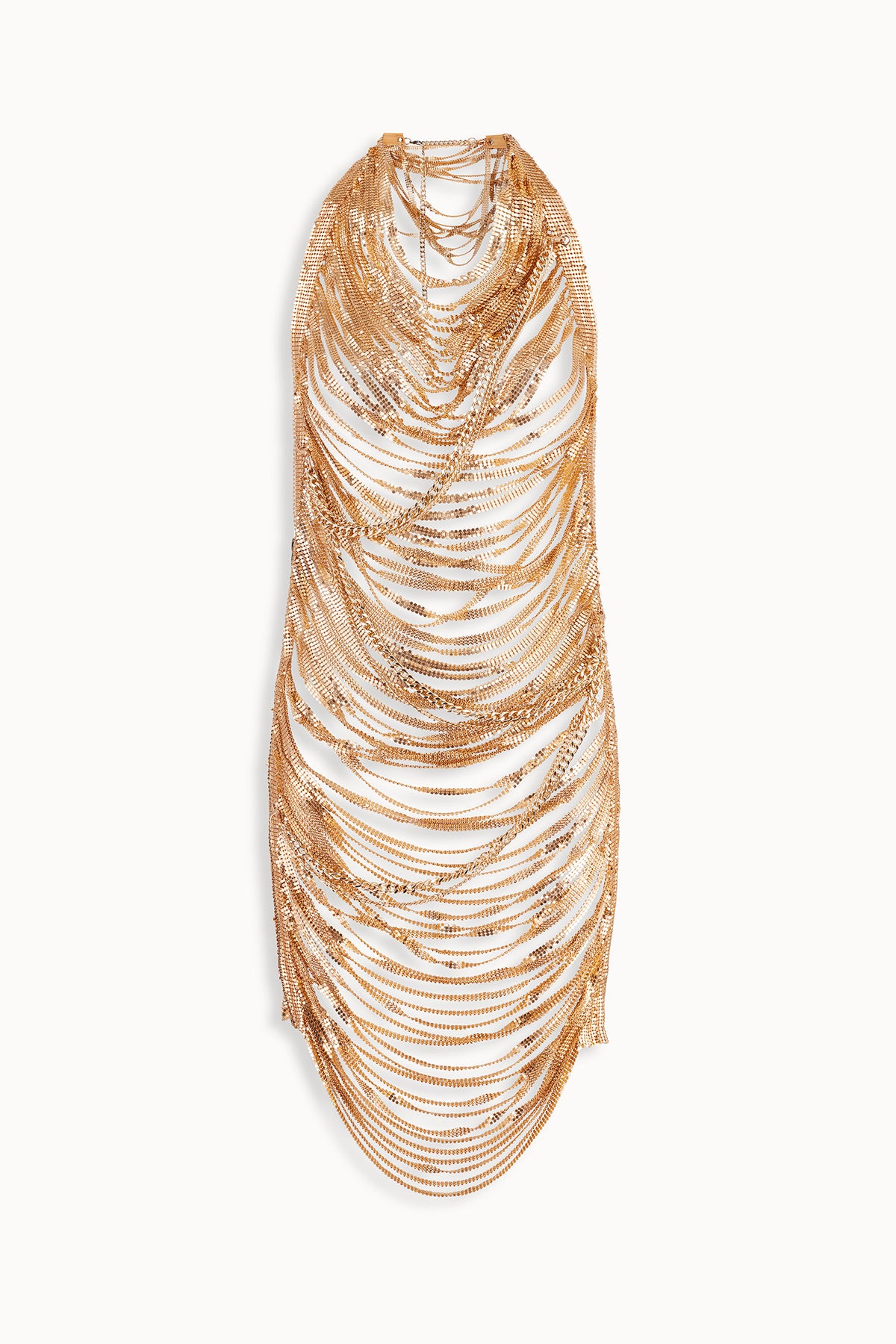 Shredded Chainmail Mini Dress in Gold