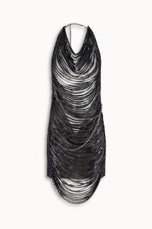 Shredded Chainmail Mini Dress in Black