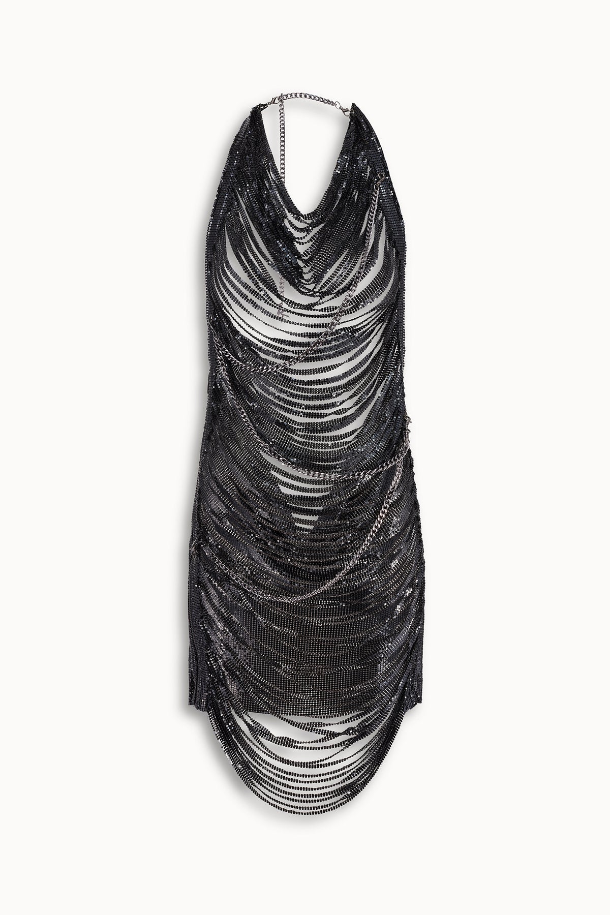 Shredded Chainmail Mini Dress in Black