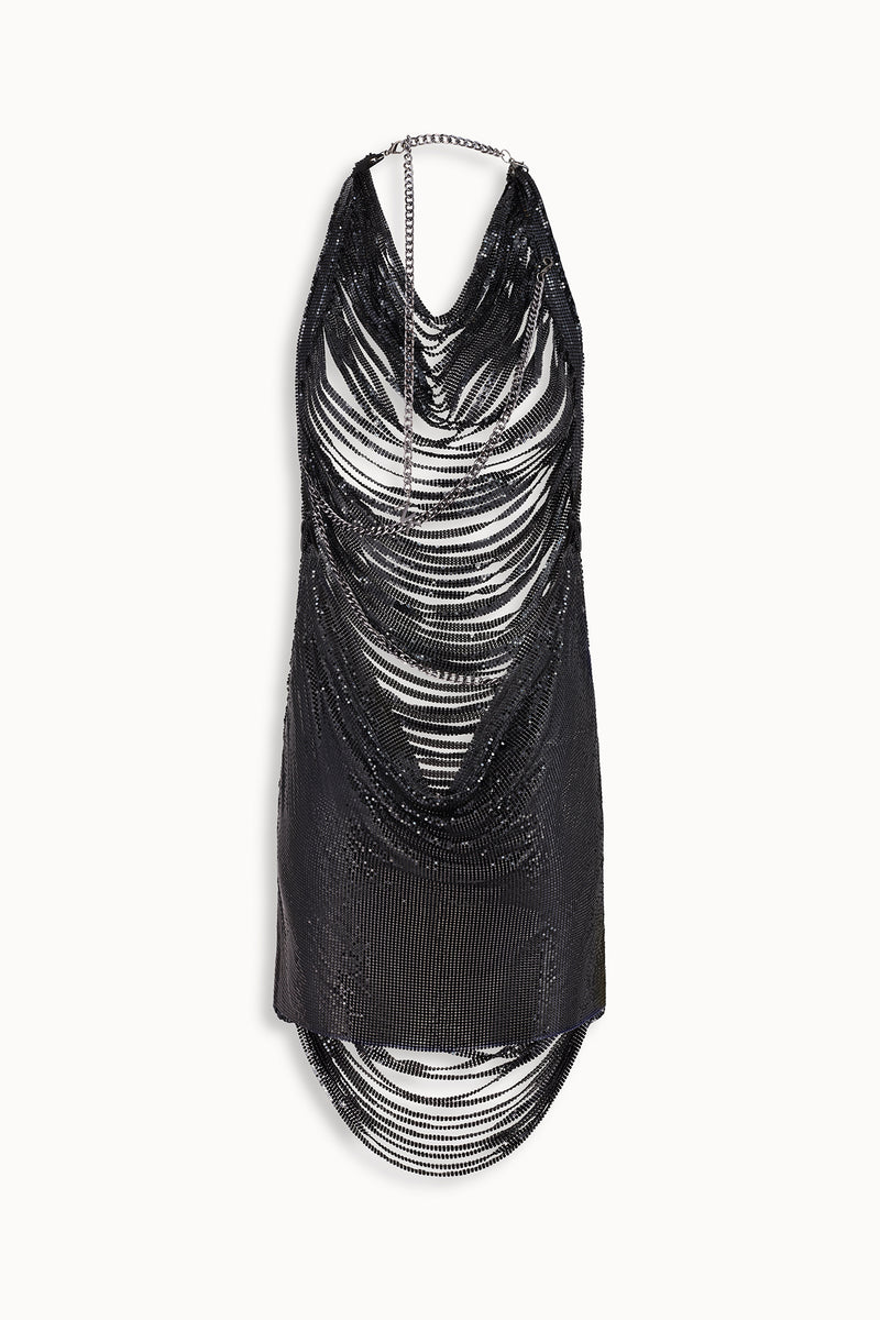Shredded Chainmail Mini Dress in Black