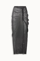 Crystal Embellished Fishnet Maxi Skirt in Black