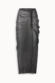 Crystal Embellished Fishnet Maxi Skirt in Black