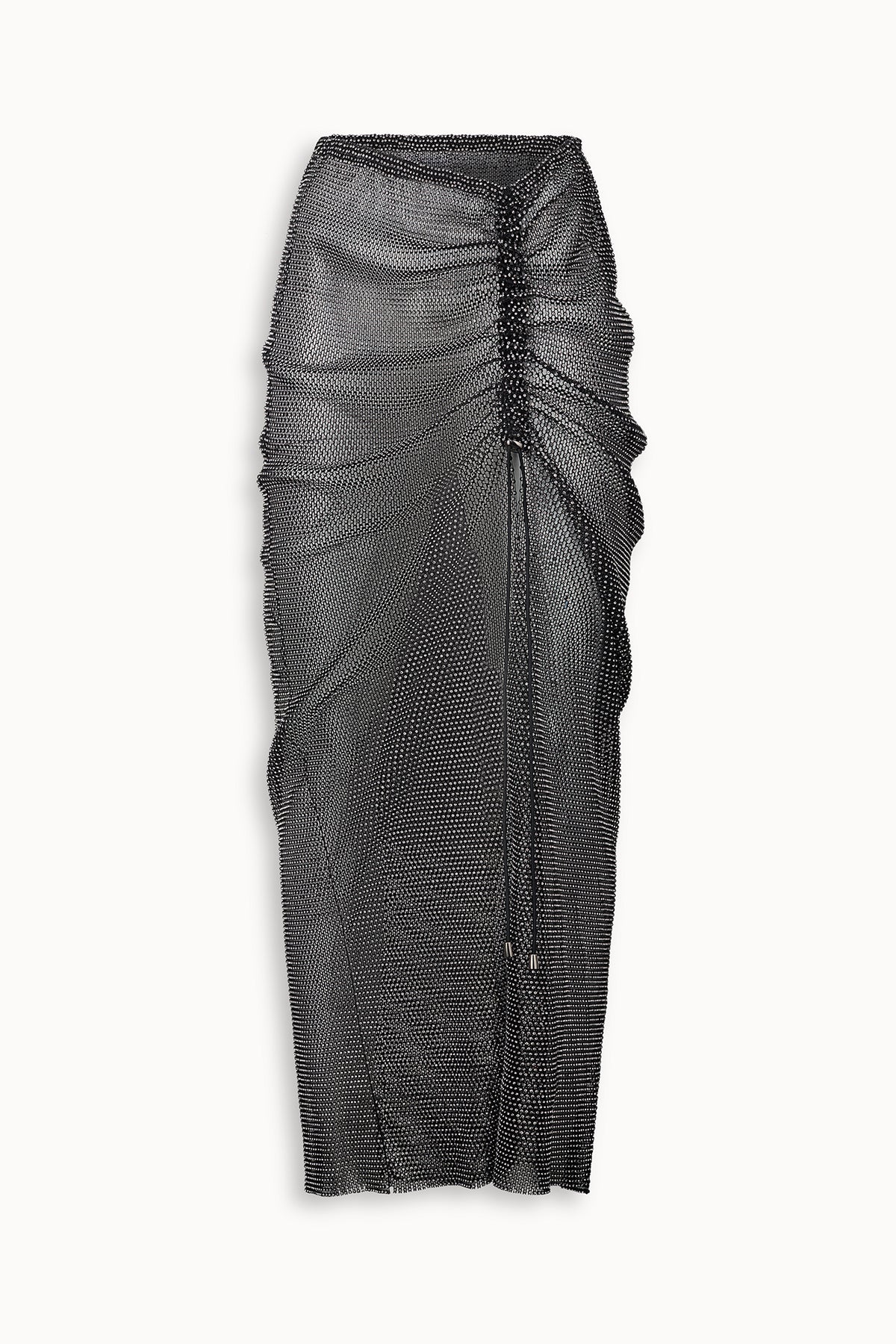 Crystal Embellished Fishnet Maxi Skirt in Black