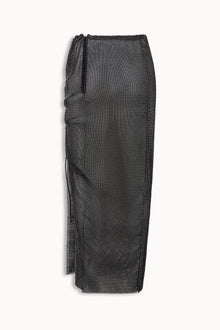 Crystal Embellished Fishnet Maxi Skirt in Black