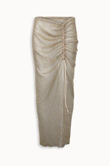 Crystal Embellished Fishnet Maxi Skirt in Gold