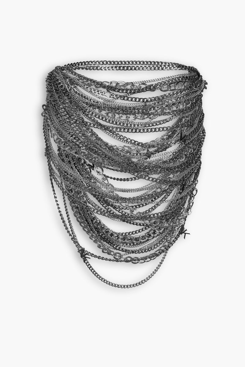 Chain & Charms Mini Skirt in Gunmetal