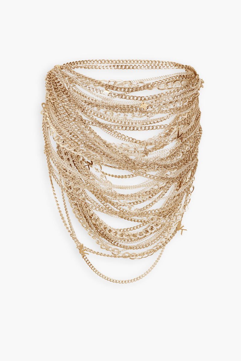 Chain & Charms Mini Skirt in Gold