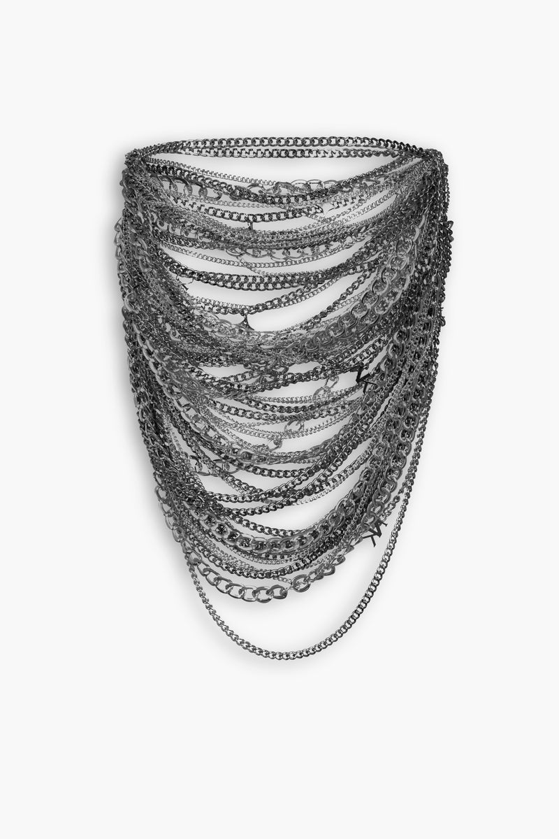 Chain & Charms Mini Skirt in Gunmetal