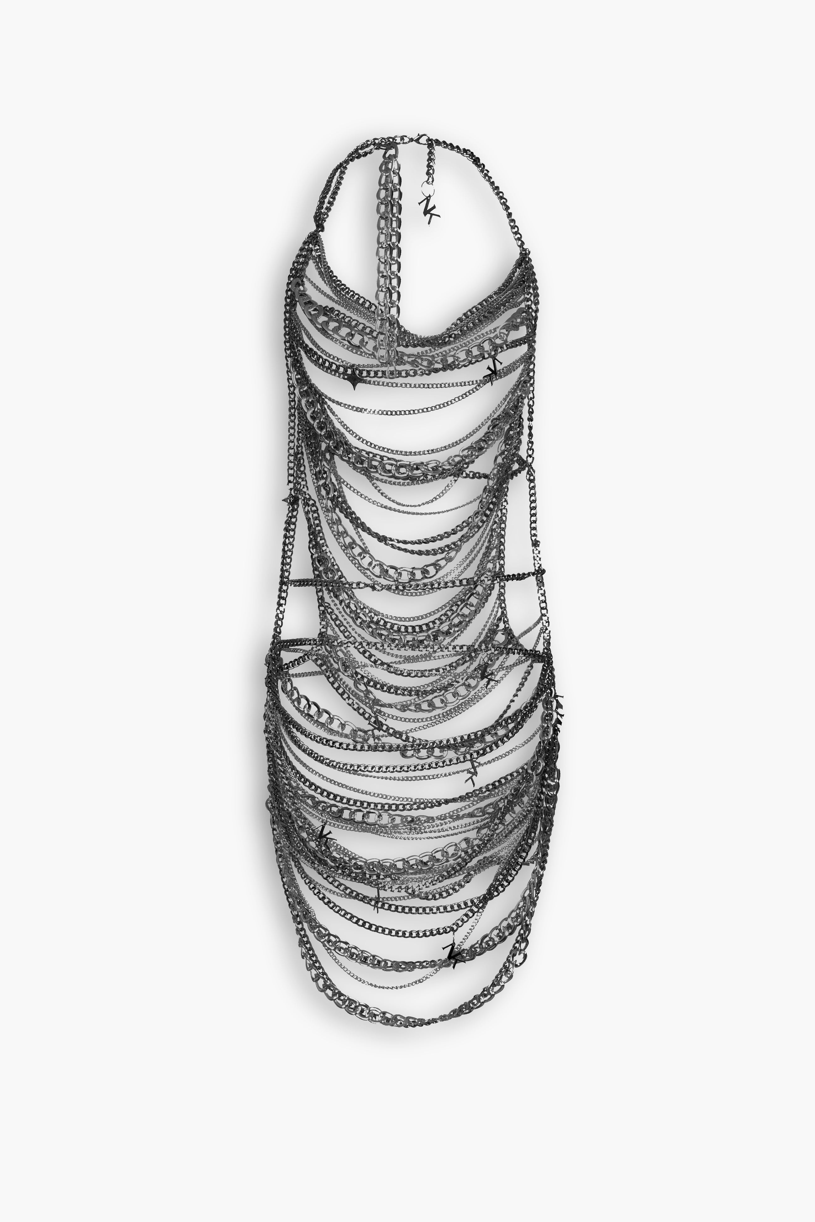 Chain & Charms Dress in Gunmetal