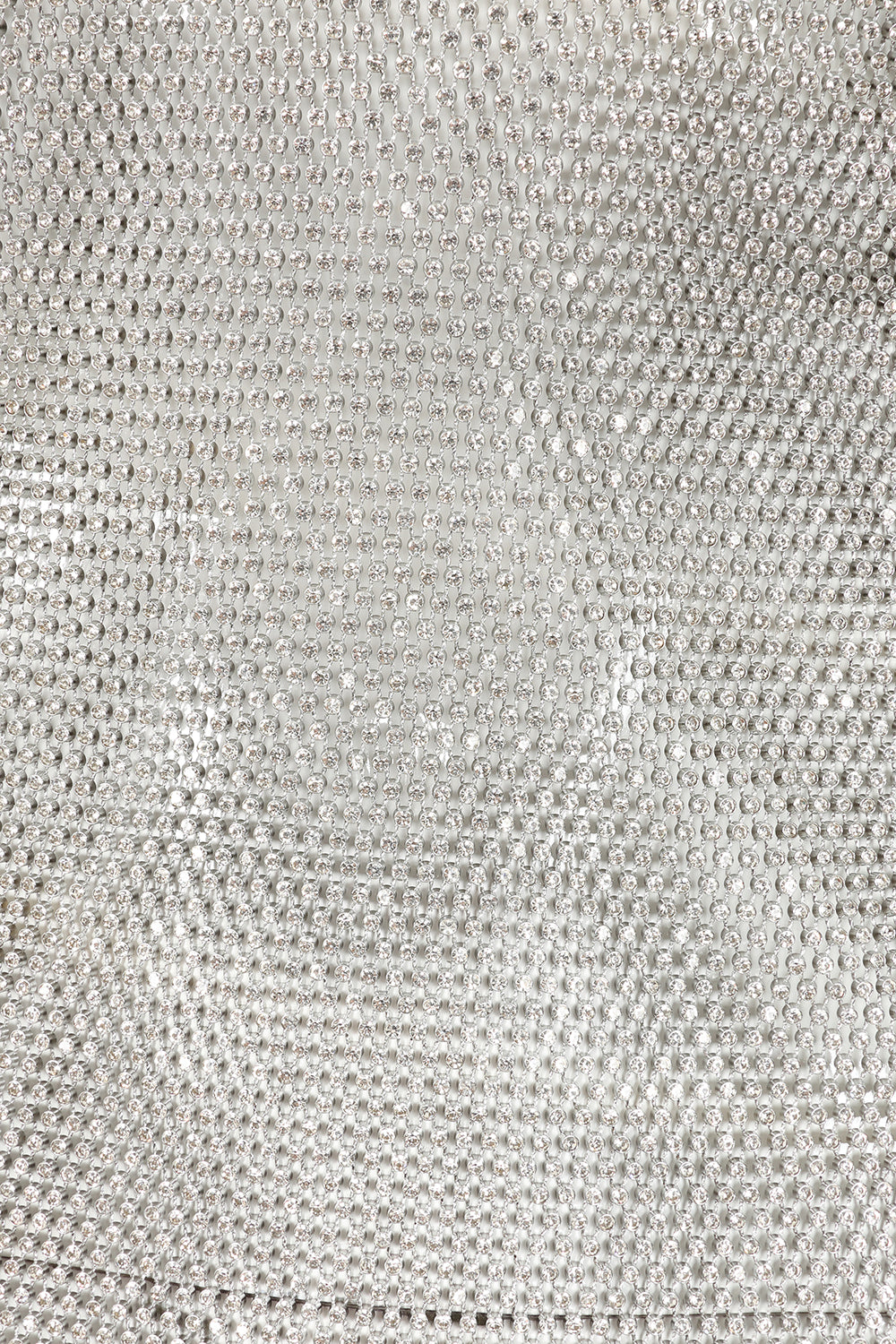 Crystal Embellished Fishnet Mini Dress in Silver