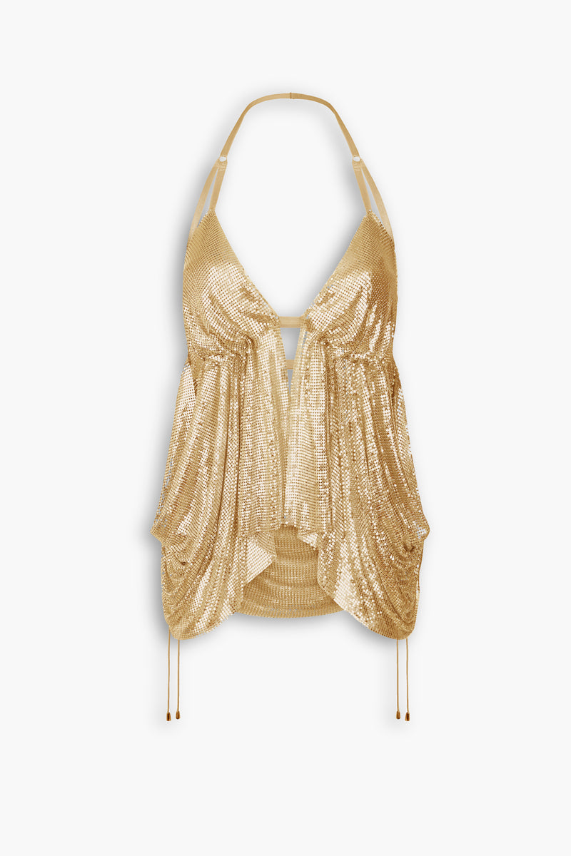 Y2K Chainmail Top in Gold