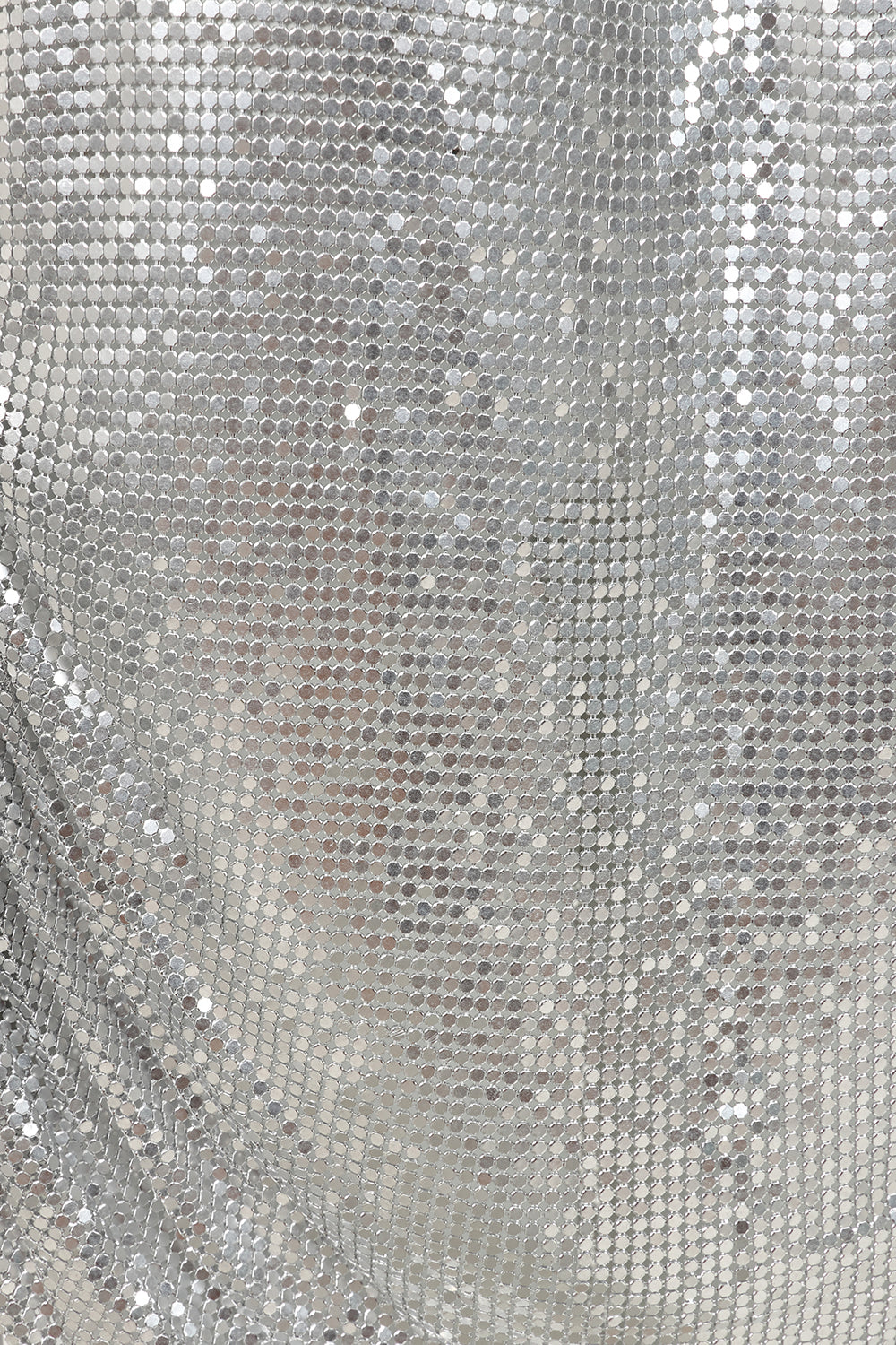 Chainmail Ruched Mini Skirt in Silver