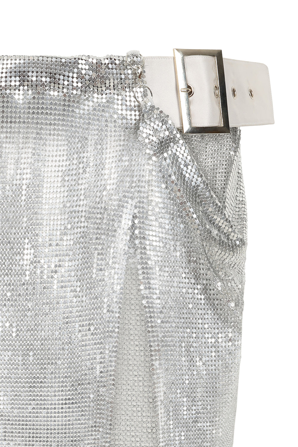 Buckle Chainmail Mini Skirt in Silver