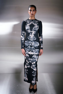 Alienis Print Maxi Dress in Black