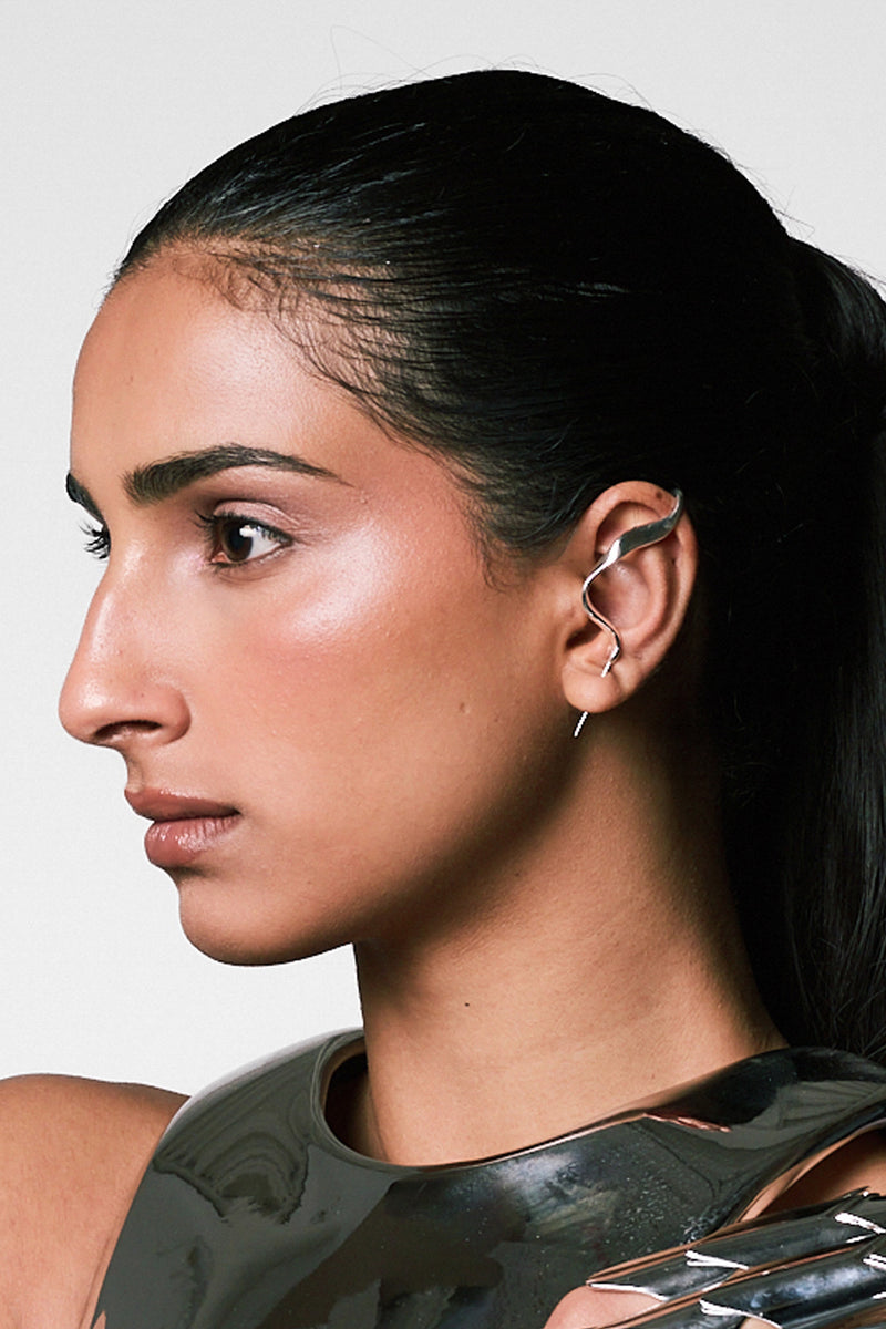 Molten Helix Ear Crawler in Silver