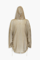Crystal Embellished Fishnet Hoodie Dress in Gold