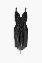 Front Draped Chainmail Dress in Black