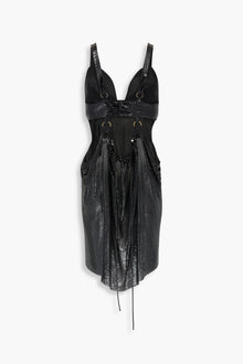 Front Draped Chainmail Dress in Black
