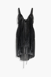 Front Draped Chainmail Dress in Black