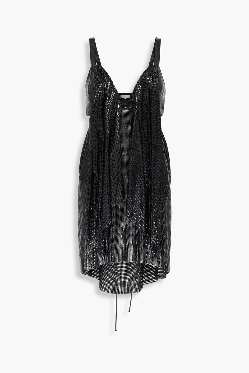 Front Draped Chainmail Dress in Black