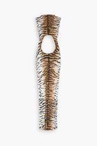 High Neck Cut Out Dress in Tiger