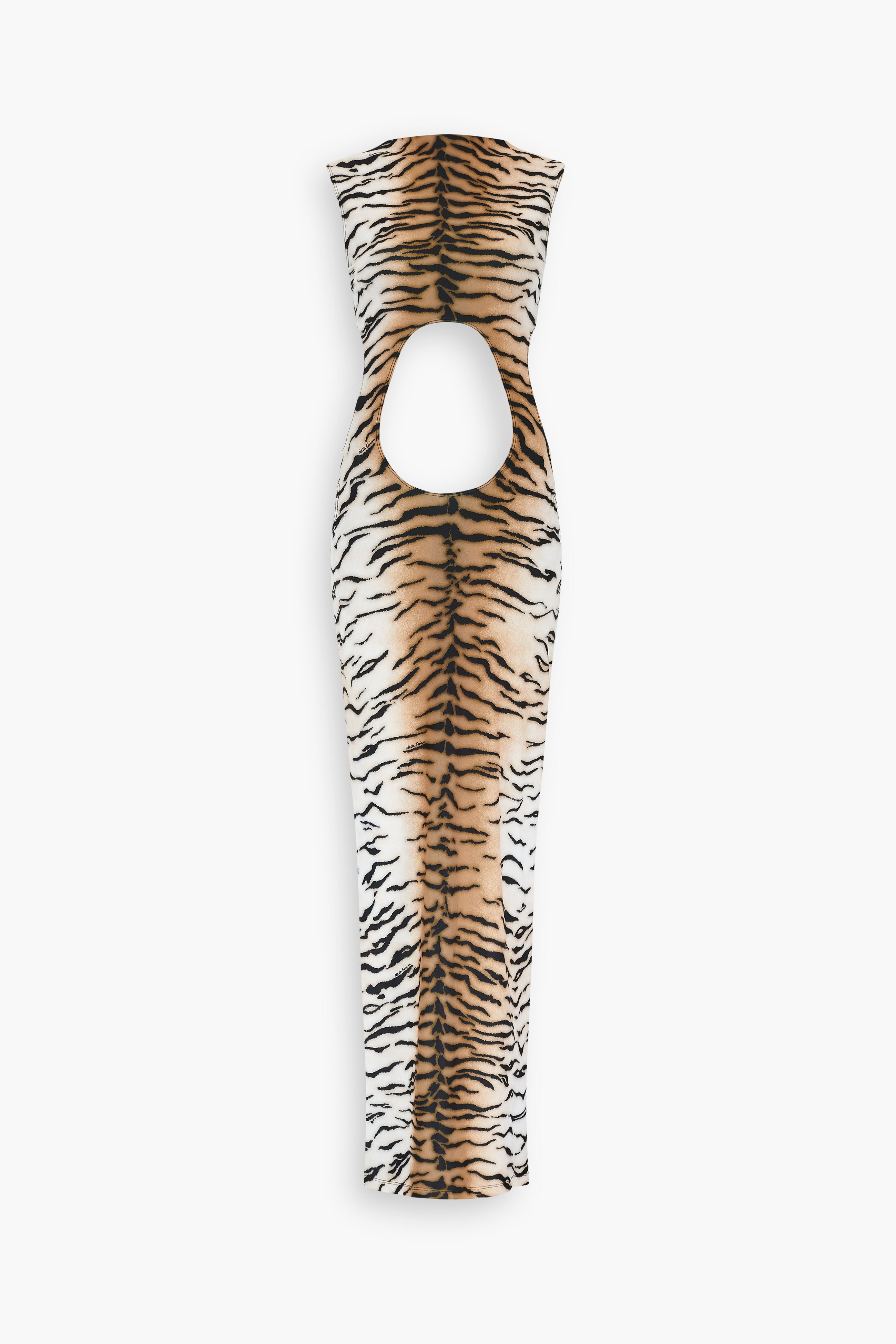 High Neck Cut Out Dress in Tiger