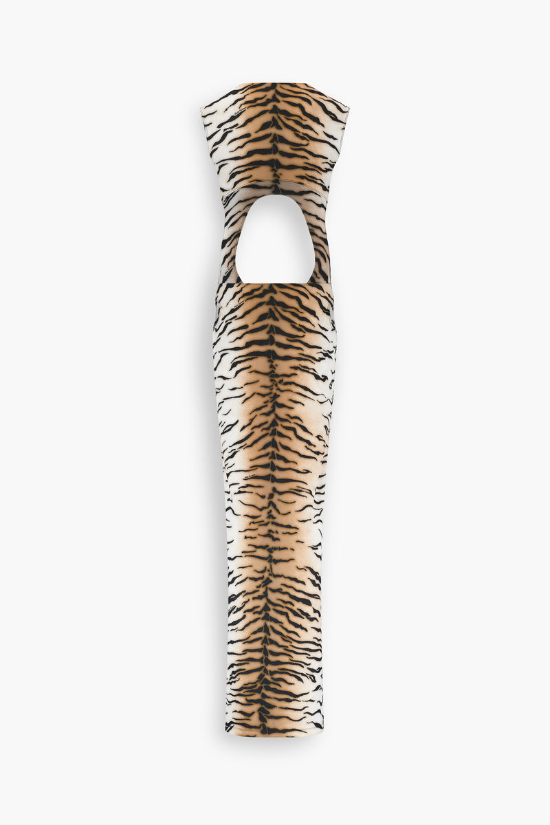 High Neck Cut Out Dress in Tiger