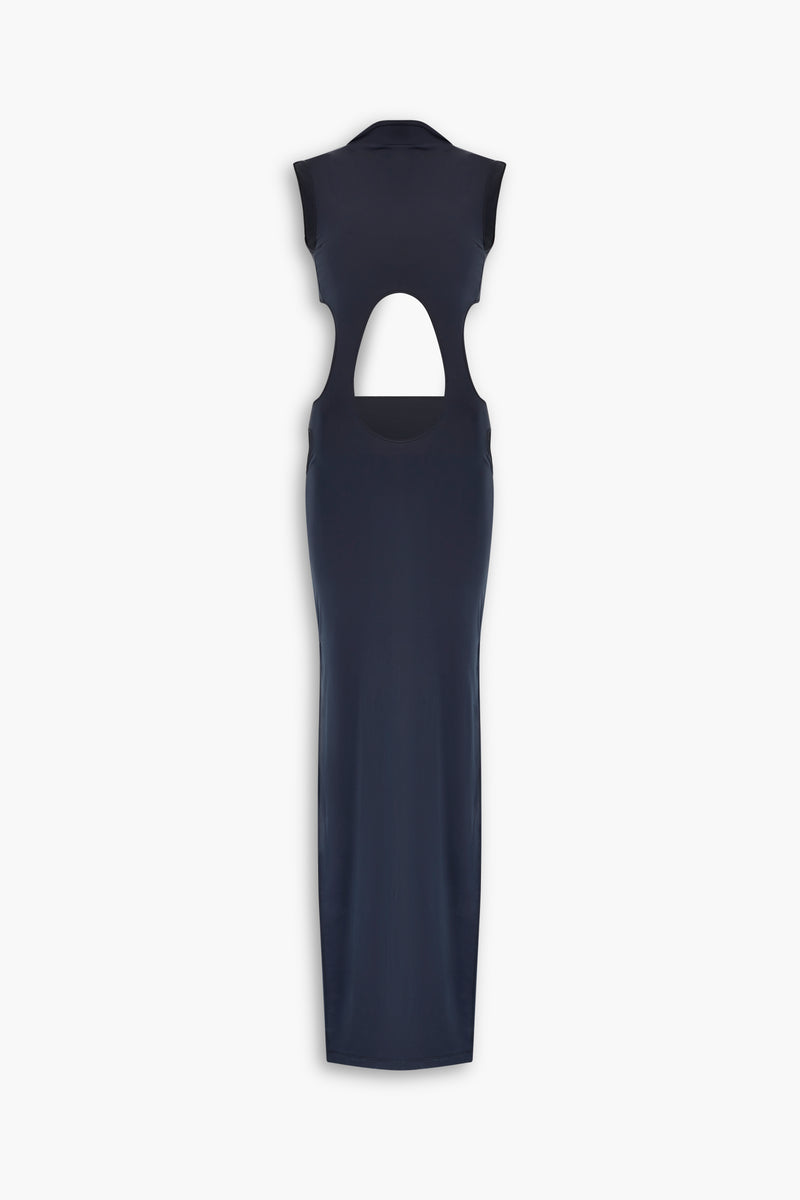 High Neck Cut Out Dress in Black