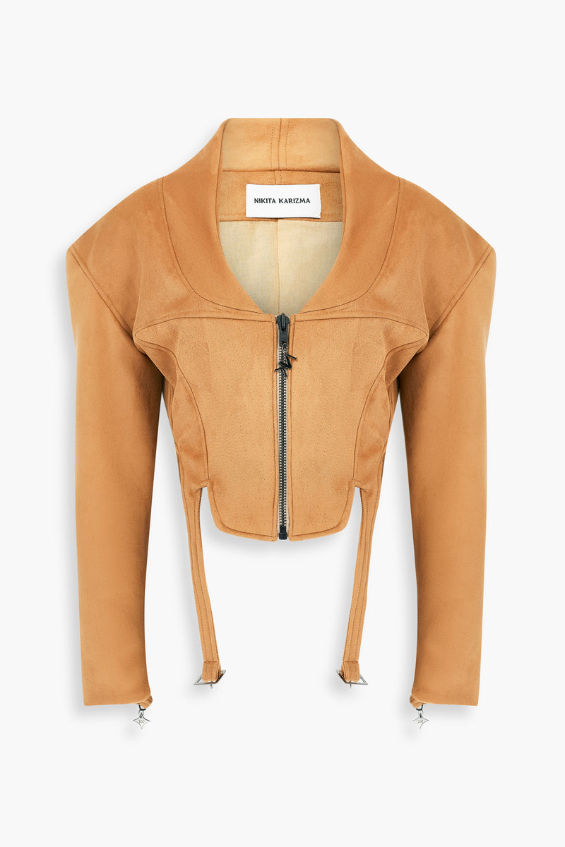 Suedette Corset Jacket in Brown