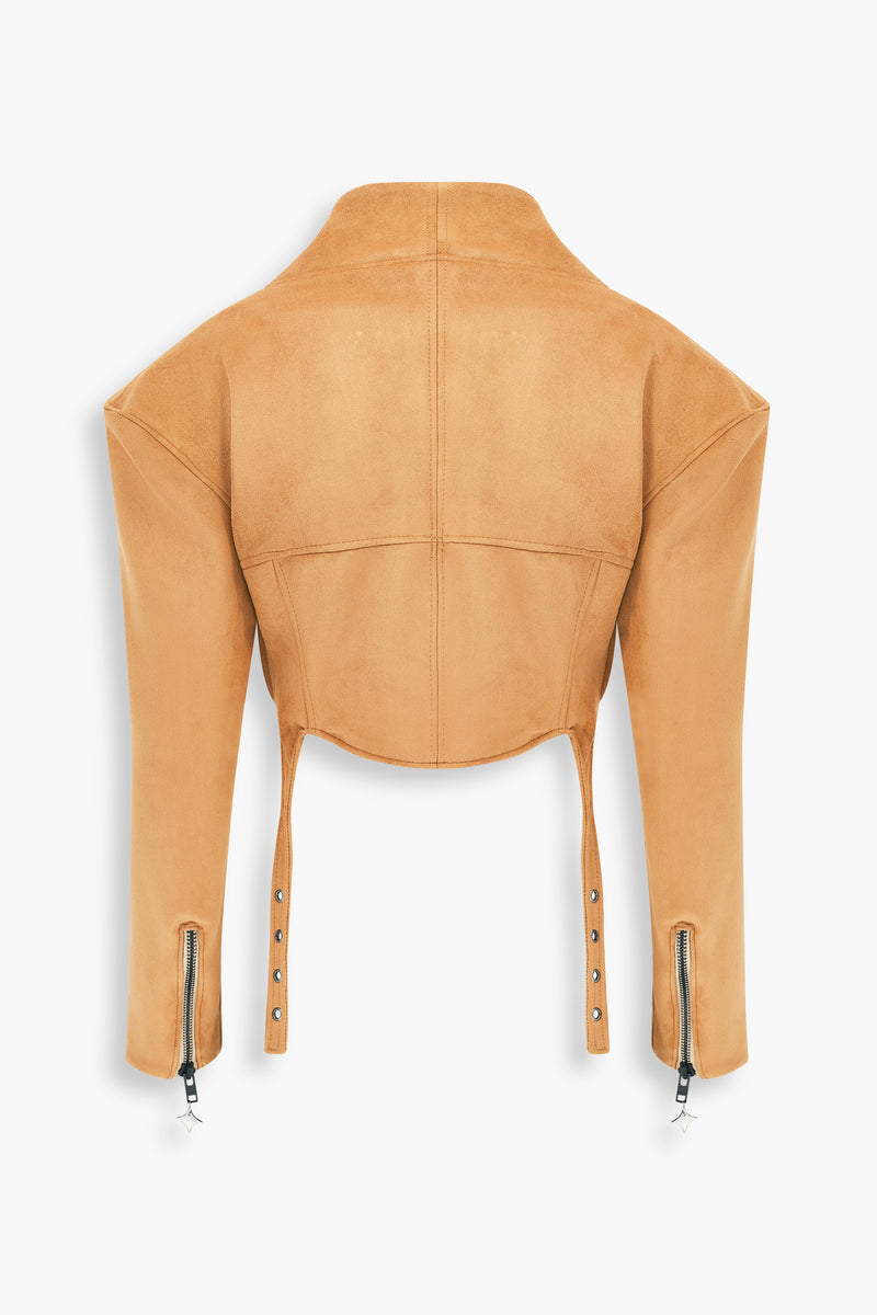 Suedette Corset Jacket in Brown