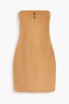 Suedette Tailored Mini Dress in Brown