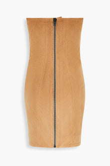 Suedette Tailored Mini Dress in Brown