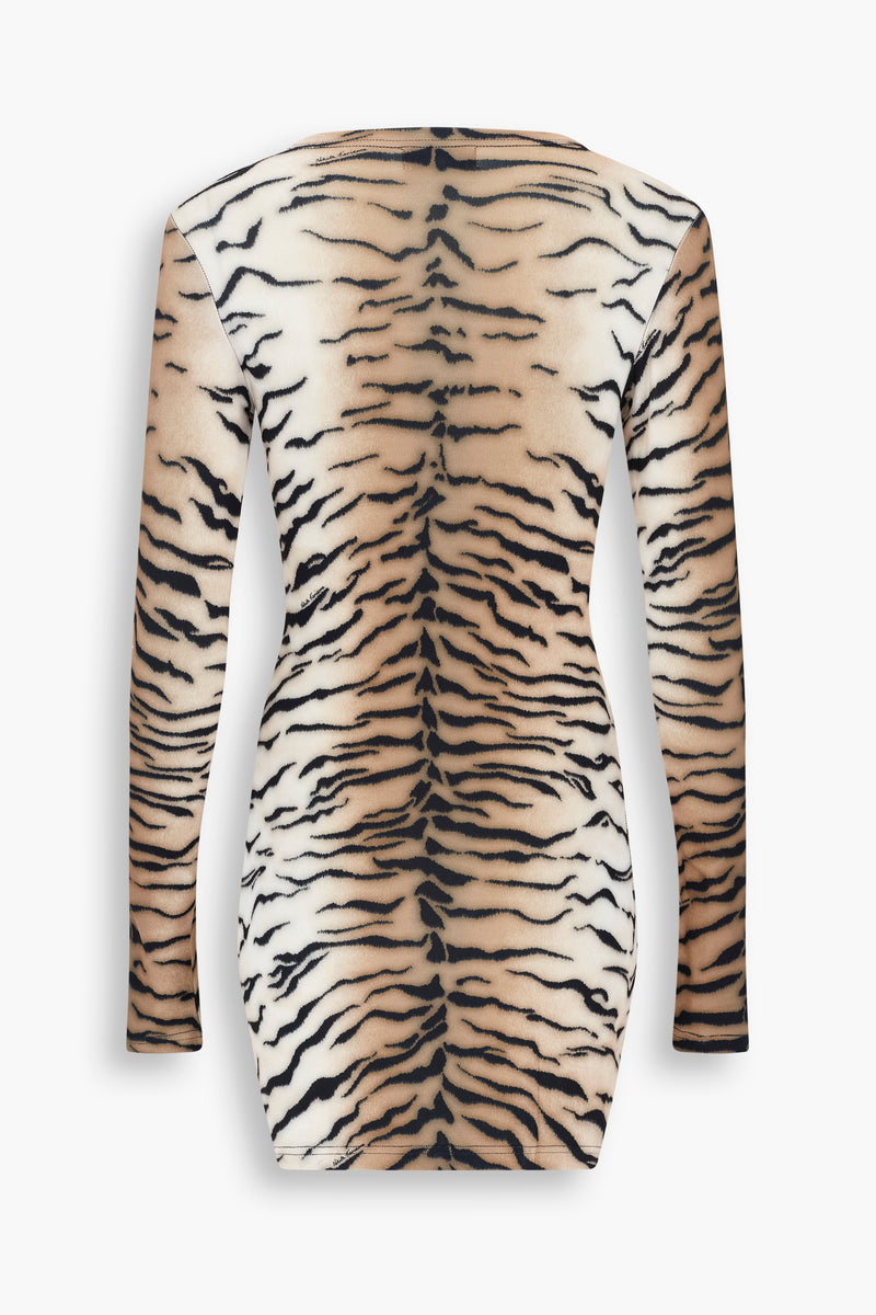 Jersey Long Sleeve Mini Dress in Tiger