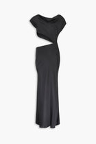 Bias Cut Slash Silk Dress in Black