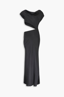 Bias Cut Slash Silk Dress in Black
