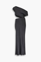 Bias Cut Slash Silk Dress in Black