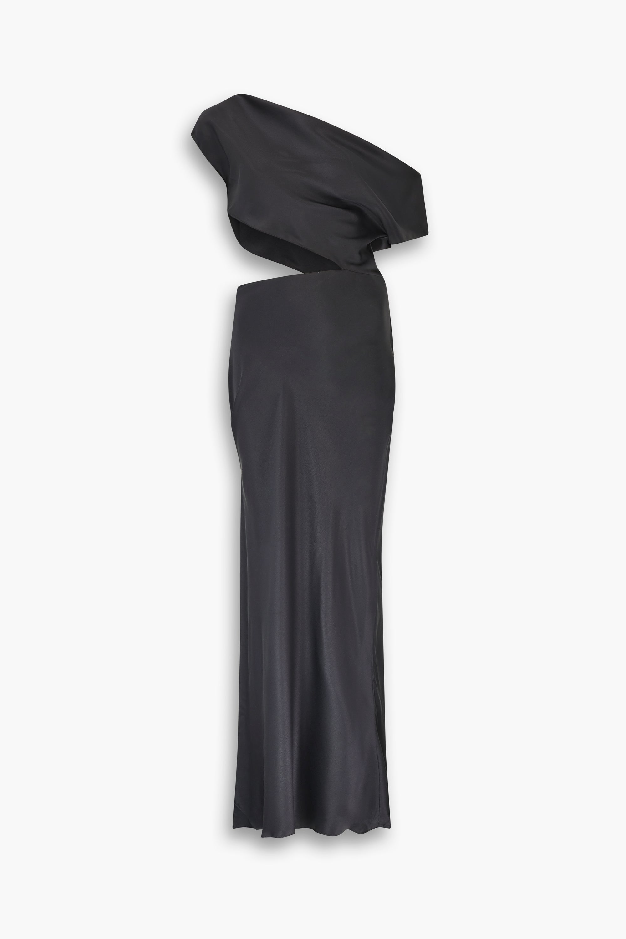 Bias Cut Slash Silk Dress in Black