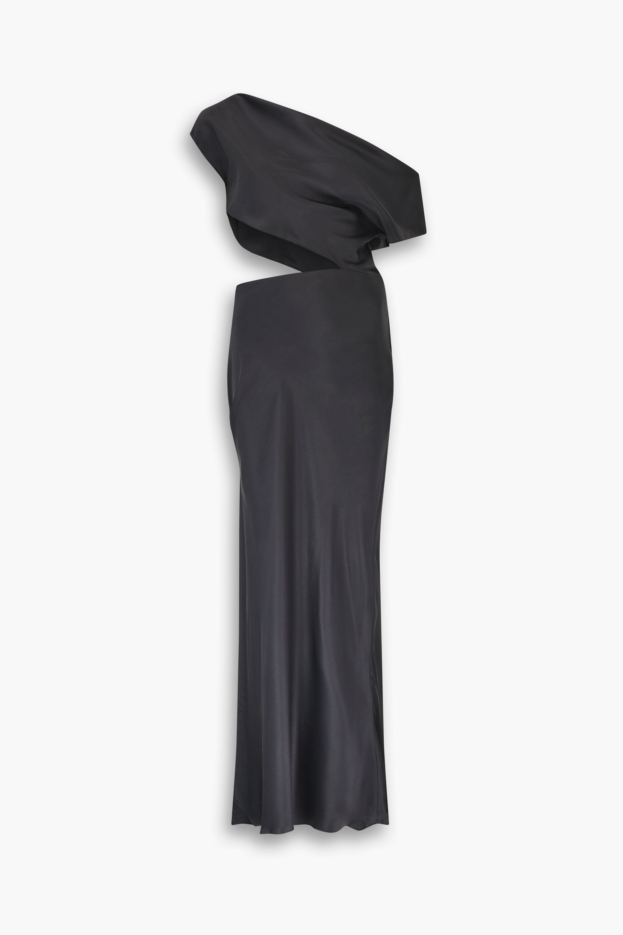 Bias Cut Slash Silk Dress in Black
