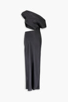 Bias Cut Slash Silk Dress in Black
