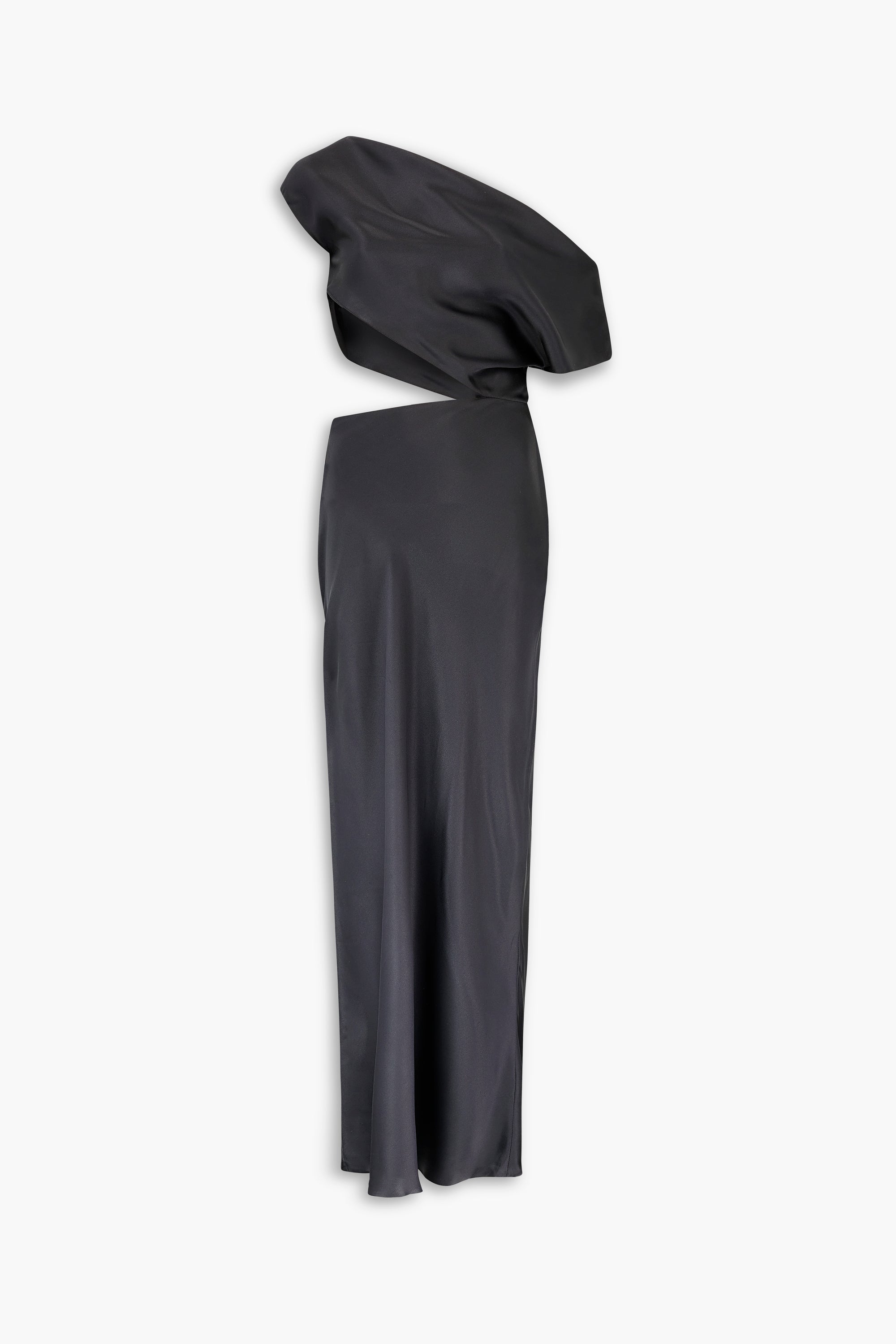 Bias Cut Slash Silk Dress in Black