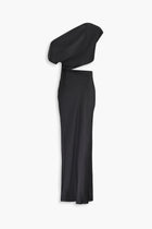Bias Cut Slash Silk Dress in Black