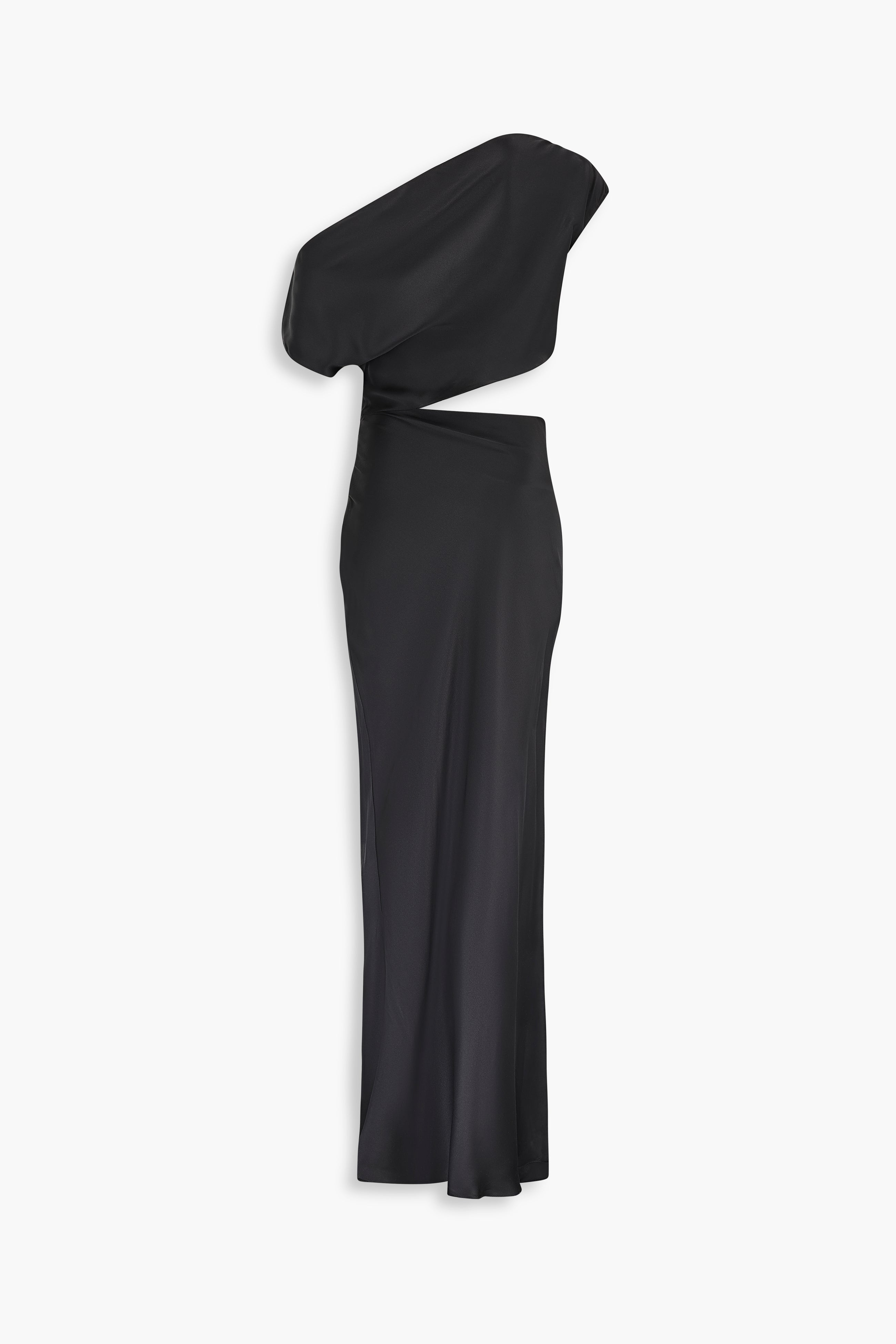 Bias Cut Slash Silk Dress in Black