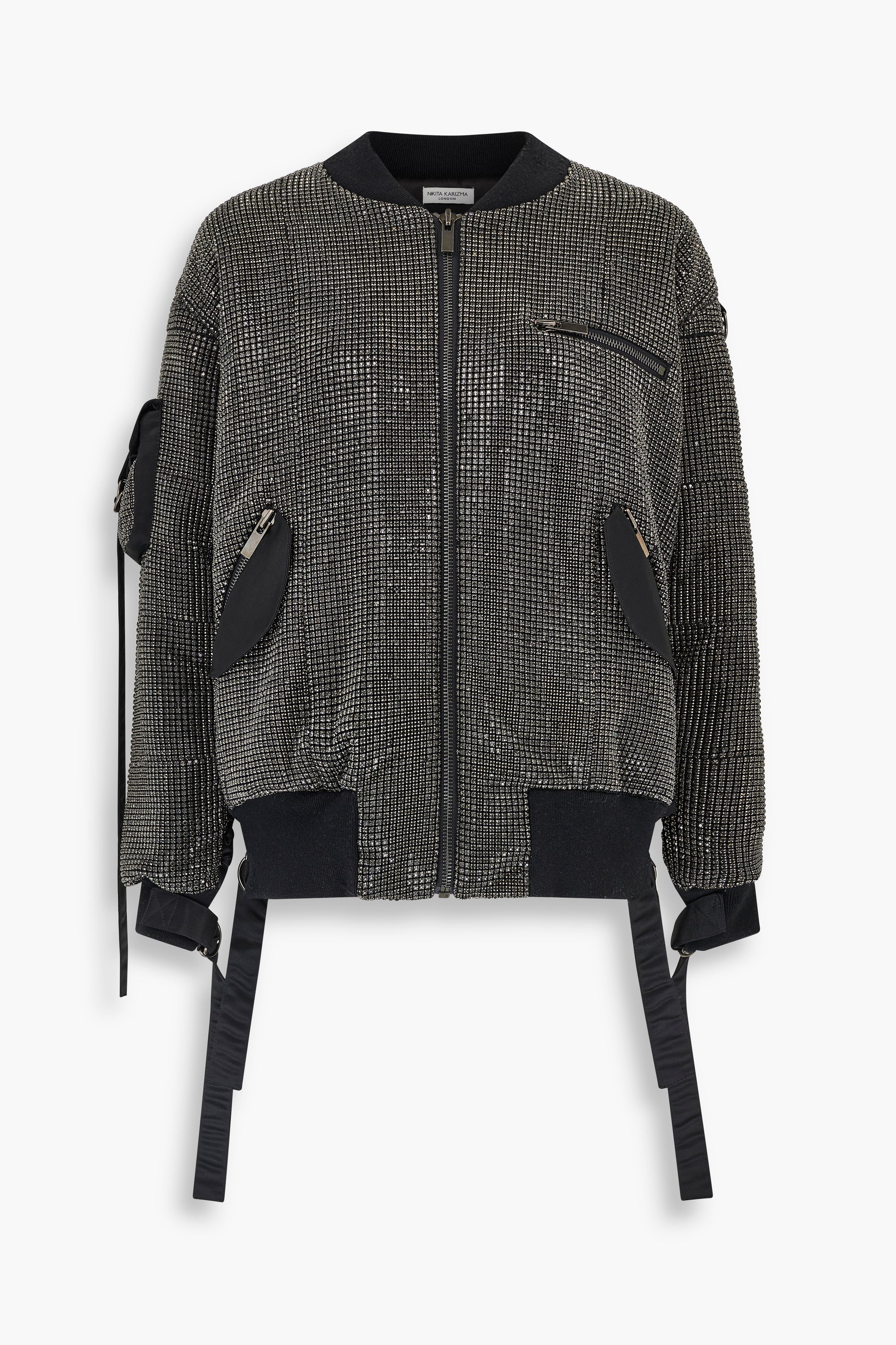 Crystal Bomber Jacket in Black